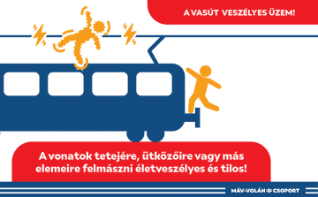 A MÁV ismét arra figyelmeztet, hogy életveszélyes és tilos felmászni a vonatok tetejére